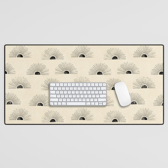 Sunrise - black and cream Desk Mat Gallery Image 1