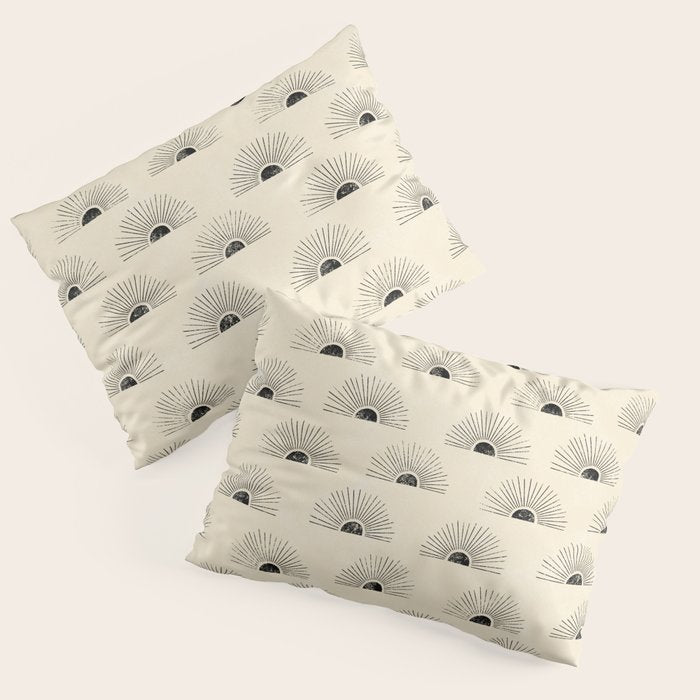 Sunrise - black and cream Pillow Sham Gallery Image 1