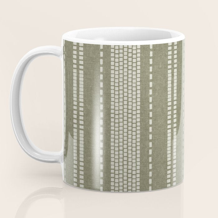 vertical dashed stitch - dark sage Coffee Mug Gallery Image 3