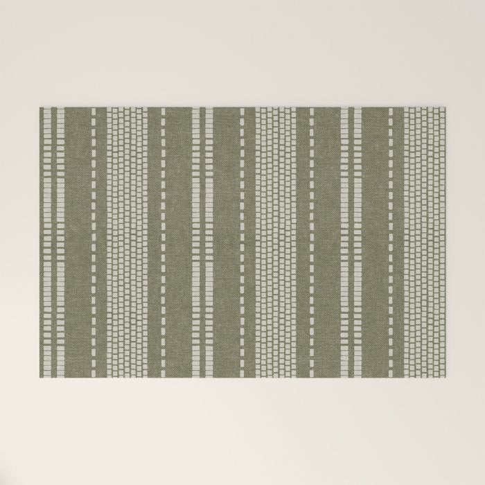 vertical dashed stitch - dark sage Welcome Mat Gallery Image 1