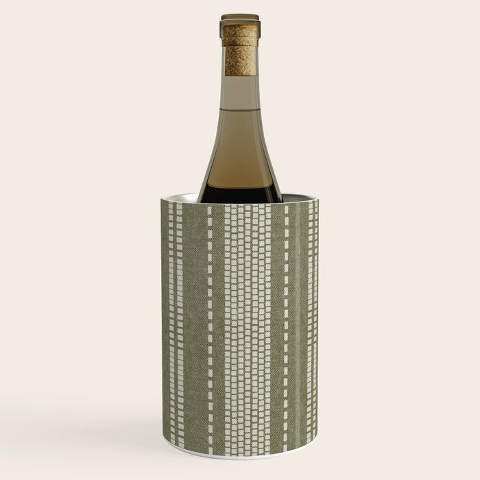 vertical dashed stitch - dark sage Wine Chiller Gallery Image 2