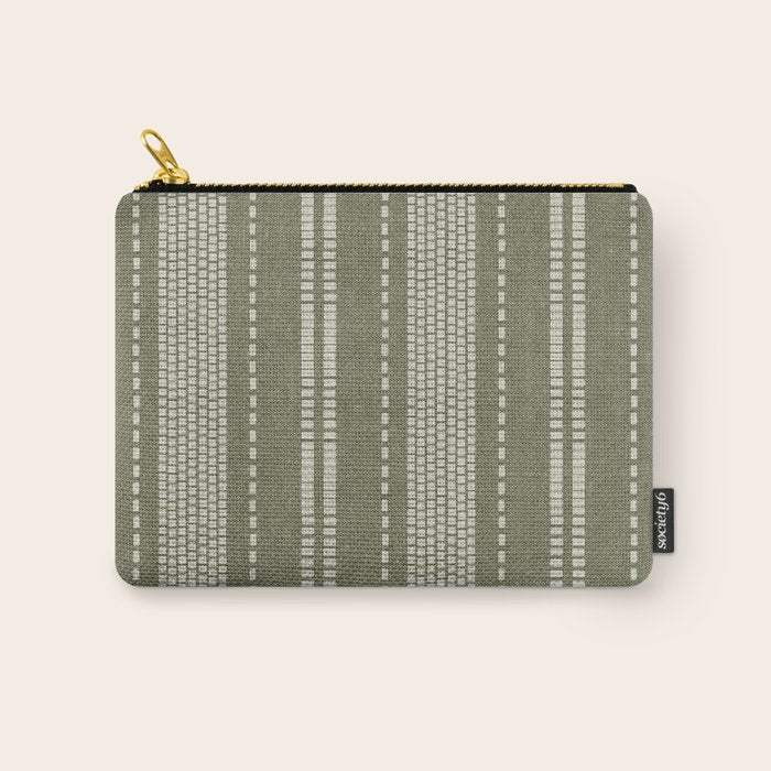 vertical dashed stitch - dark sage Carry All Pouch Gallery Image 1