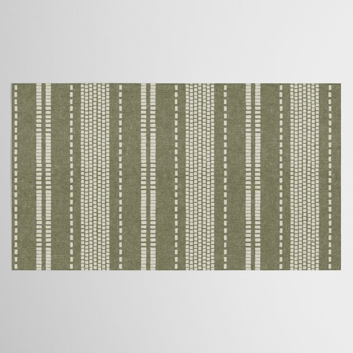vertical dashed stitch - dark sage Tablecloth Gallery Image 2
