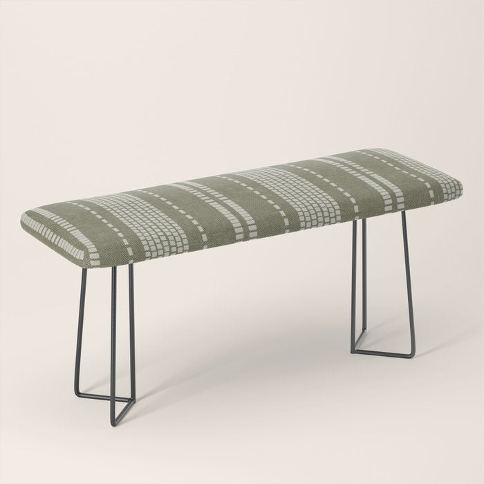 vertical dashed stitch - dark sage Bench Gallery Image 1
