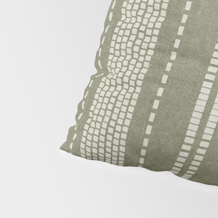 vertical dashed stitch - dark sage Pillow Sham Gallery Image 4