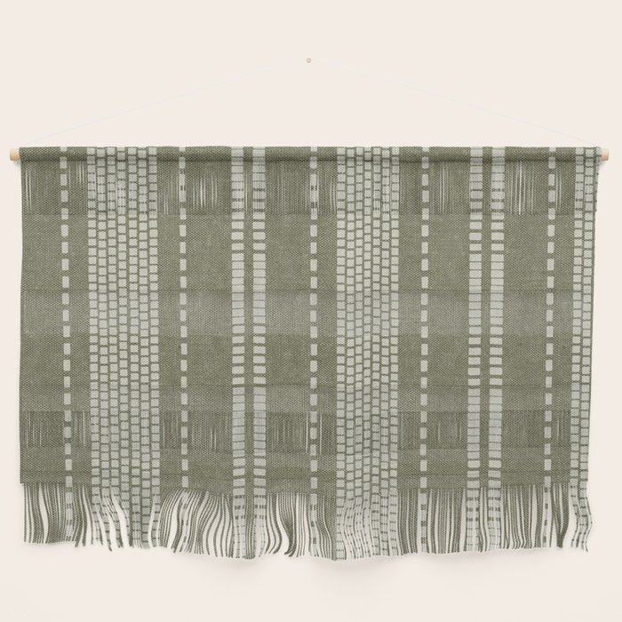 vertical dashed stitch - dark sage Wall Hanging Gallery Image 1