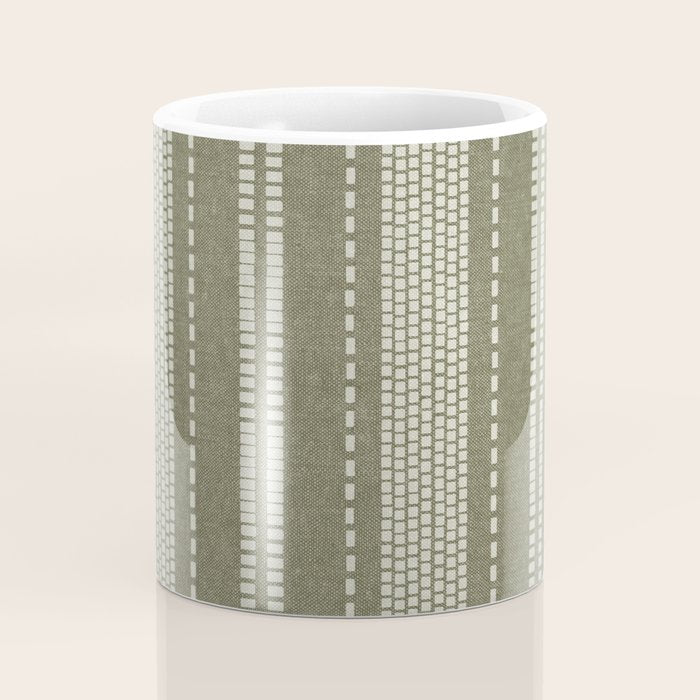 vertical dashed stitch - dark sage Coffee Mug Gallery Image 4