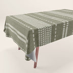 vertical dashed stitch - dark sage Tablecloth Gallery Image 1