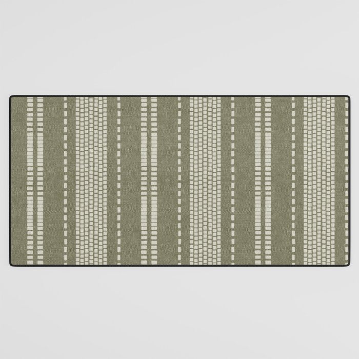 vertical dashed stitch - dark sage Desk Mat Gallery Image 3