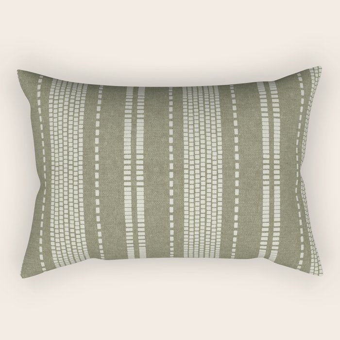 vertical dashed stitch - dark sage Rectangular Pillow Gallery Image 1