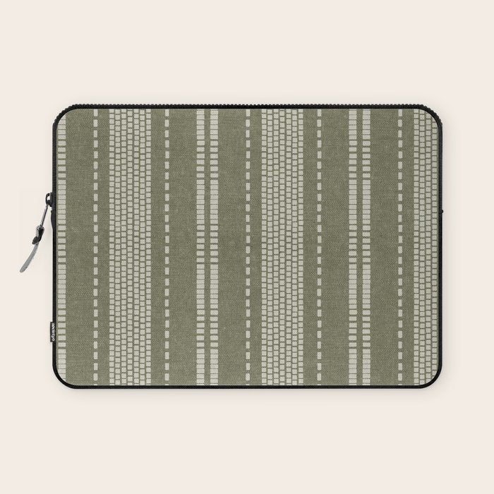 vertical dashed stitch - dark sage Laptop Sleeve Gallery Image 1