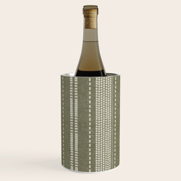 vertical dashed stitch - dark sage Wine Chiller Gallery Image 1