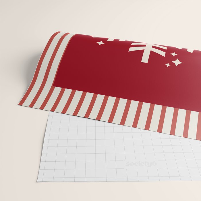 Snowflake Red Striped Wrapping Paper Gallery Image 2