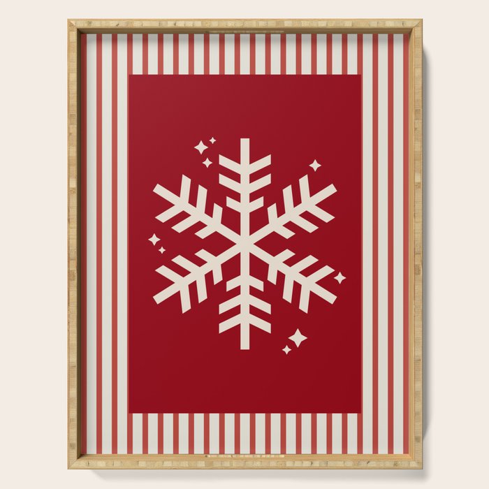 Snowflake Red Striped Serving Tray Gallery Image 1