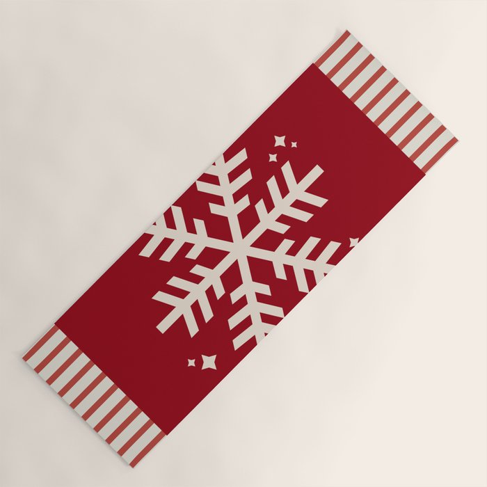 Snowflake Red Striped Yoga Mat Gallery Image 1
