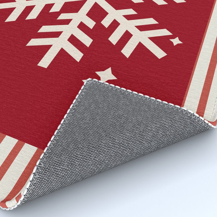 Snowflake Red Striped Rug Gallery Image 4