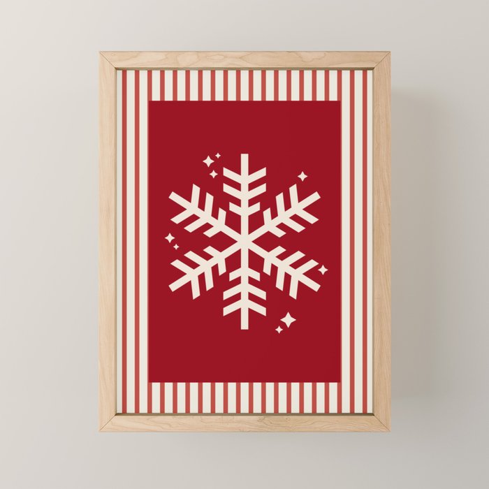 Snowflake Red Striped Mini Art Print Gallery Image 1