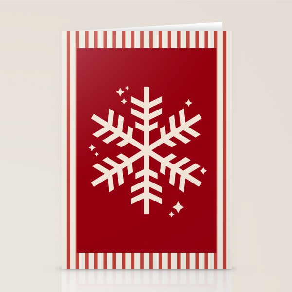 Snowflake Red Striped Stationery Card Gallery Image 2