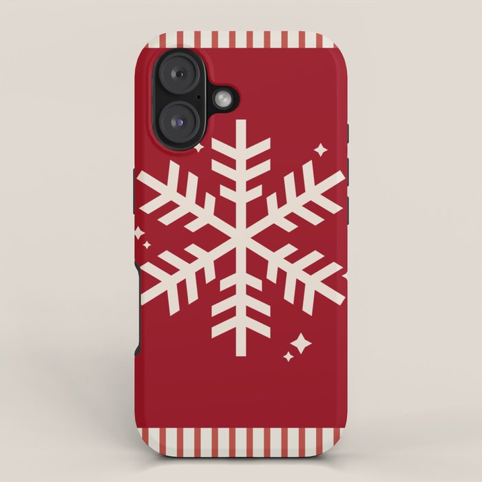 Snowflake Red Striped iPhone Case Gallery Image 1