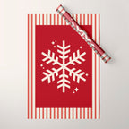 Snowflake Red Striped Wrapping Paper Gallery Image 1