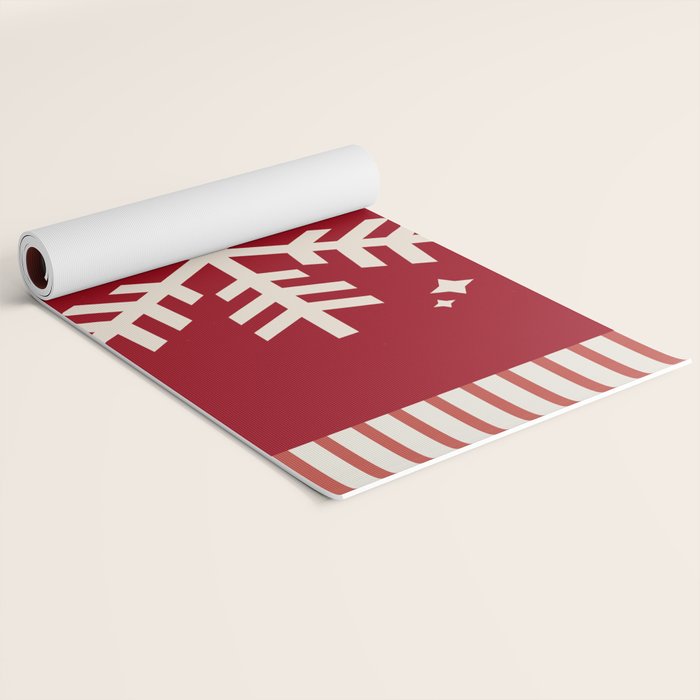 Snowflake Red Striped Yoga Mat Gallery Image 2