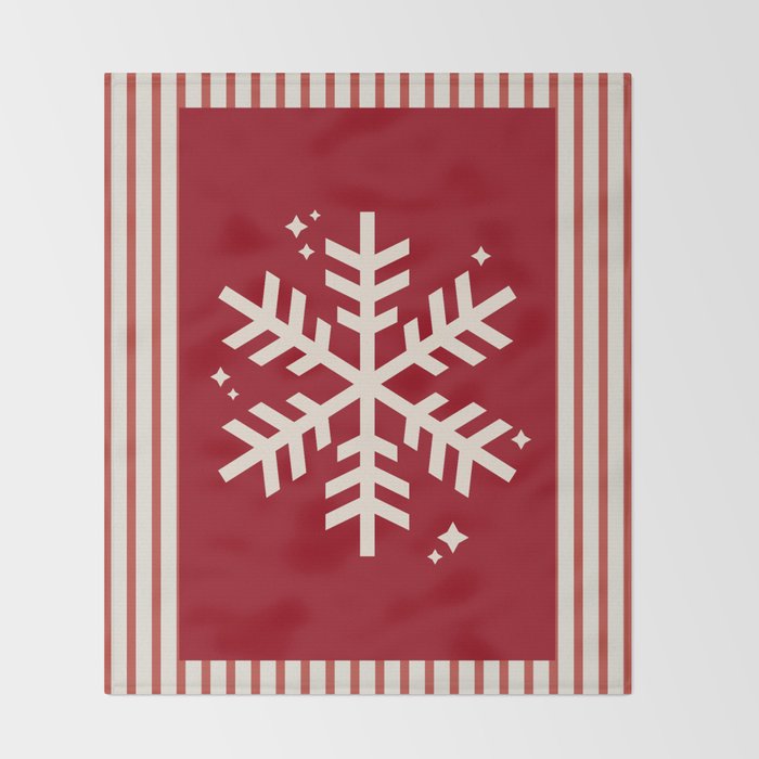 Snowflake Red Striped Throw Blanket Gallery Image 2