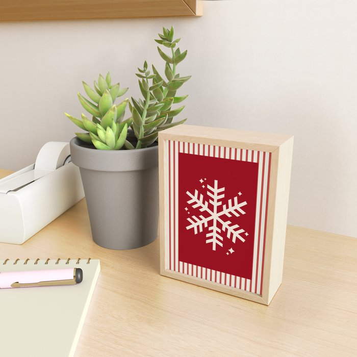 Snowflake Red Striped Mini Art Print Gallery Image 2