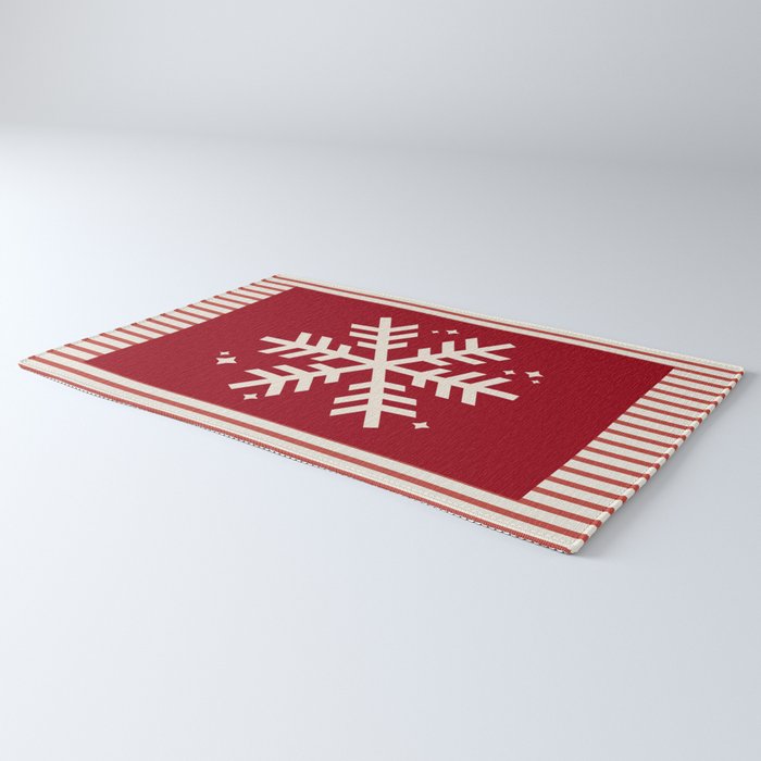 Snowflake Red Striped Rug Gallery Image 3