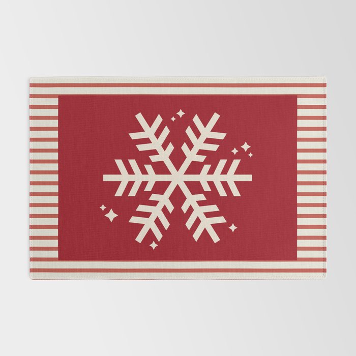 Snowflake Red Striped Rug Gallery Image 2