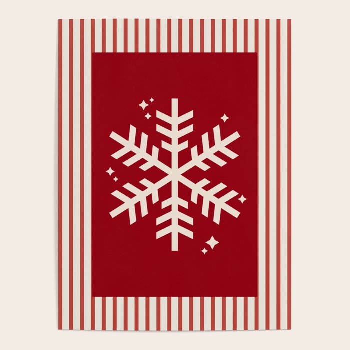 Snowflake Red Striped Poster Gallery Image 1
