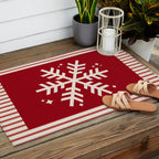 Snowflake Red Striped Outdoor Rug Gallery Image 2