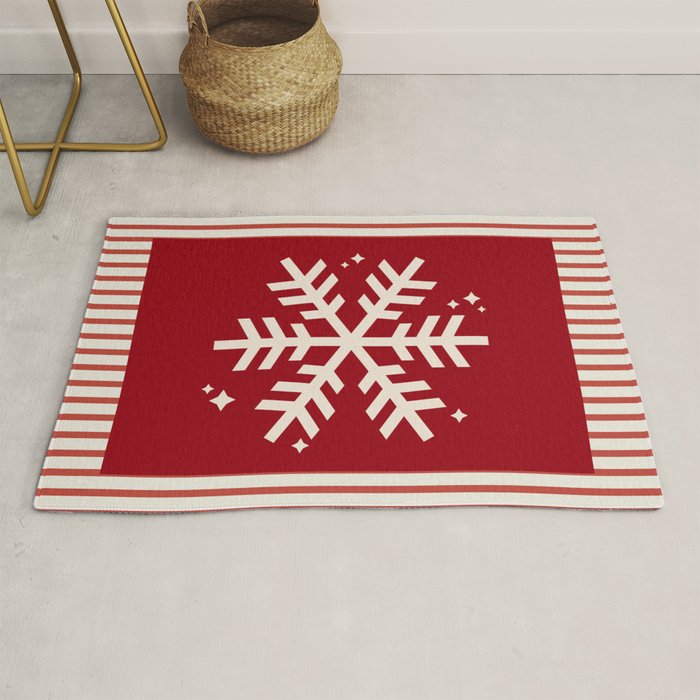 Snowflake Red Striped Rug Gallery Image 1