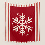 Snowflake Red Striped Wall Tapestry Gallery Image 4