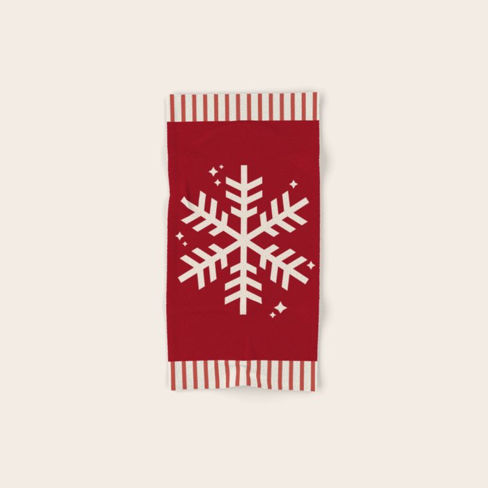 Snowflake Red Striped Bath Towel Gallery Image 1