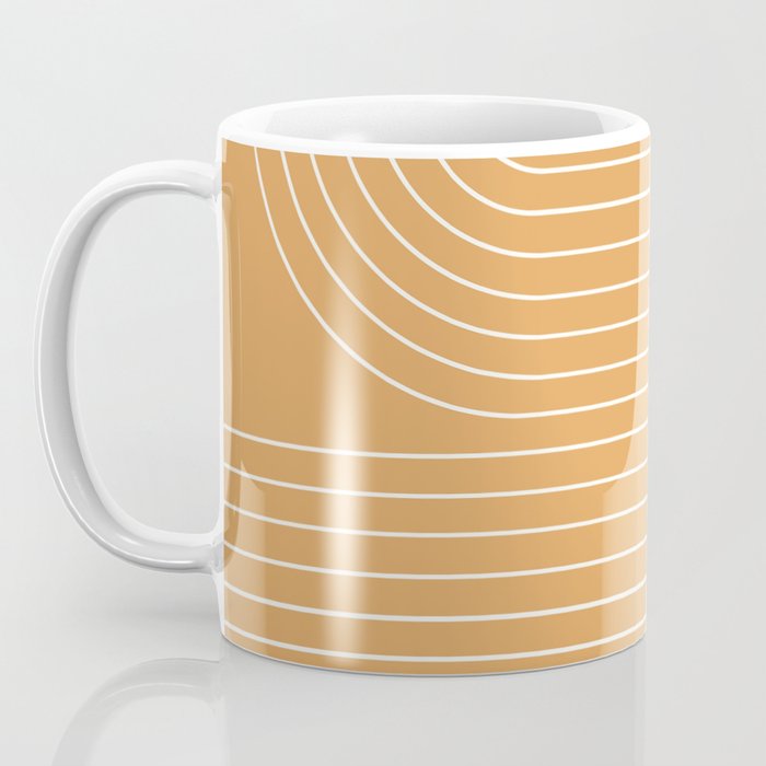 Minimal Line Curvature XII Orange Mid Century Modern Arch Abstract Coffee Mug Gallery Image 3