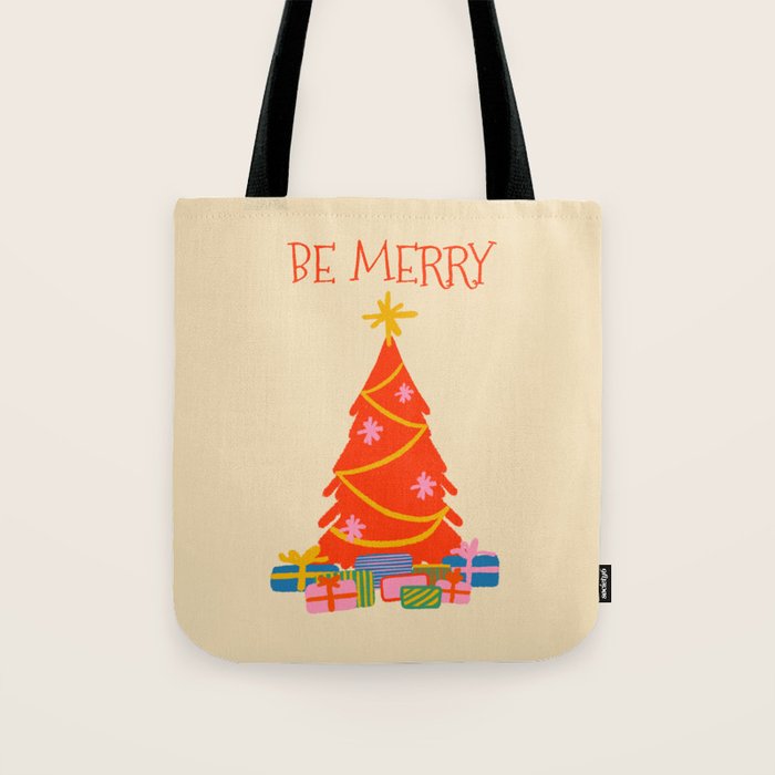 Be Merry Cute and Colorful Christmas Tote Bag Gallery Image 1