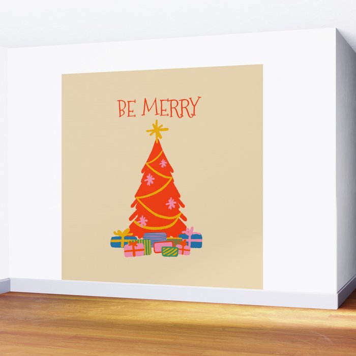 Be Merry Cute and Colorful Christmas Wall Mural Gallery Image 2