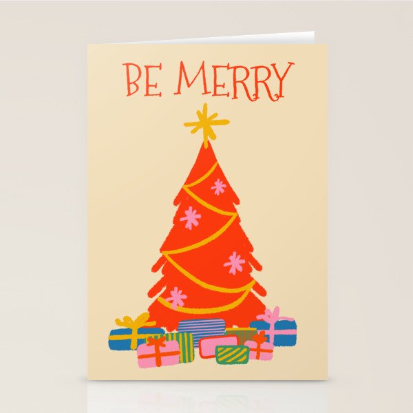Be Merry Cute and Colorful Christmas Stationery Card Gallery Image 1
