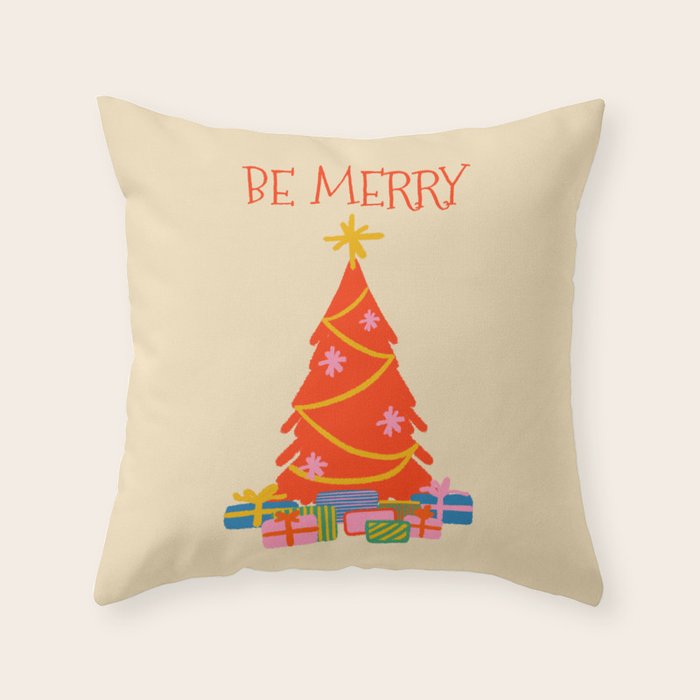 Be Merry Cute and Colorful Christmas Throw Pillow Gallery Image 6