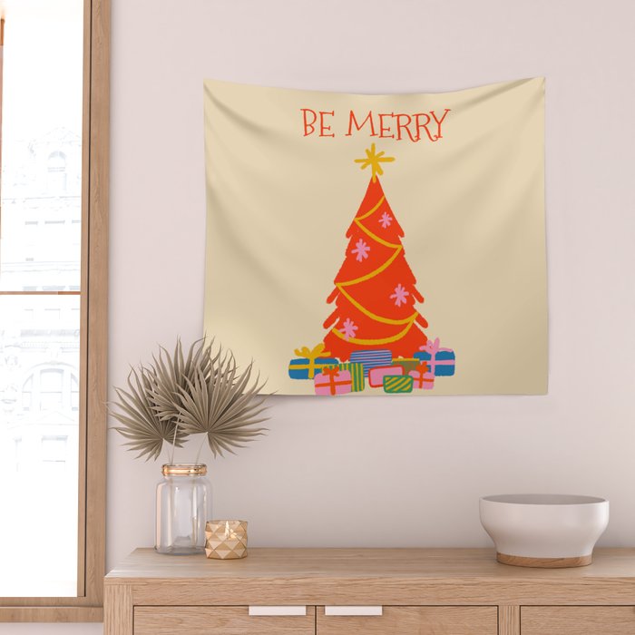 Be Merry Cute and Colorful Christmas Wall Tapestry Gallery Image 2