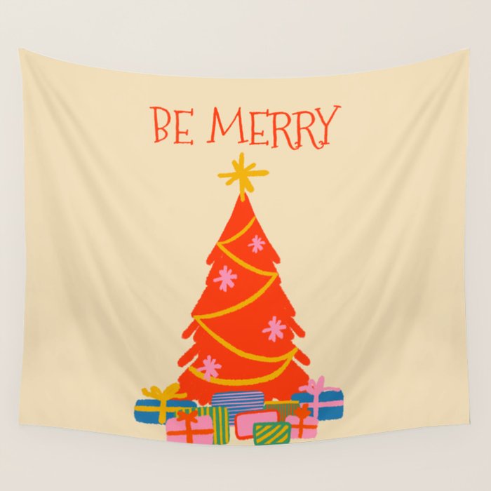 Be Merry Cute and Colorful Christmas Wall Tapestry Gallery Image 4