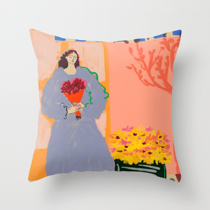 FLOWER SHOPPING Throw Pillow Gallery Image 1
