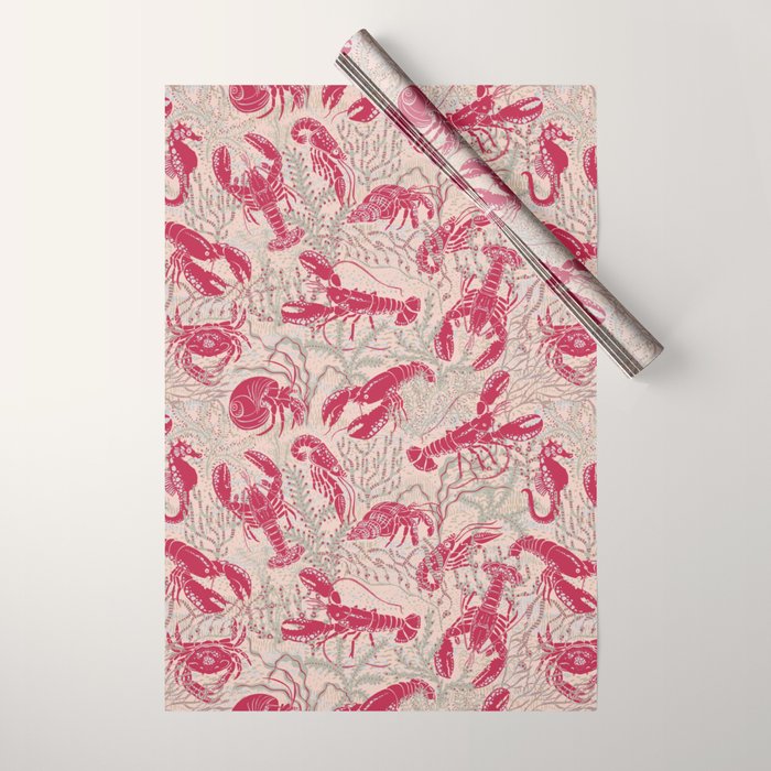 Red Lobster Viva Magenta Wrapping Paper Gallery Image 1