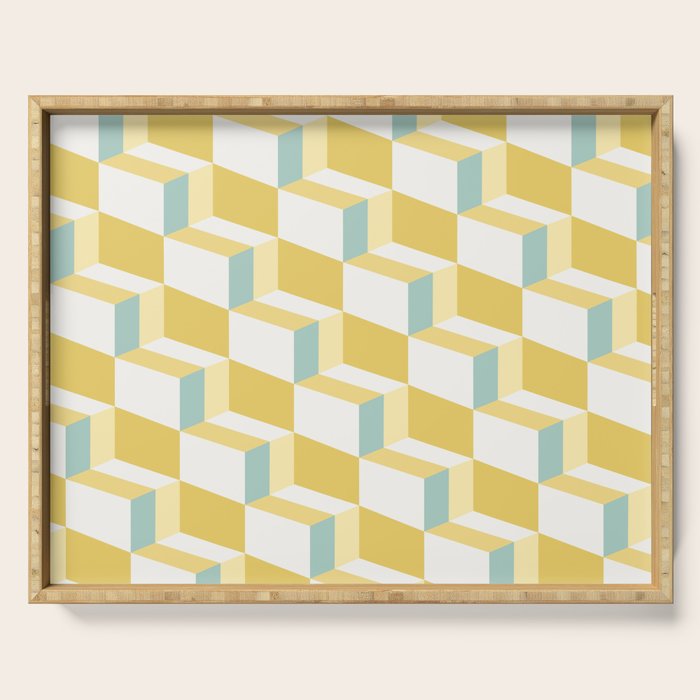 Cuboid Geometric Abstract Shapes Pattern XXXVI Serving Tray Gallery Image 1