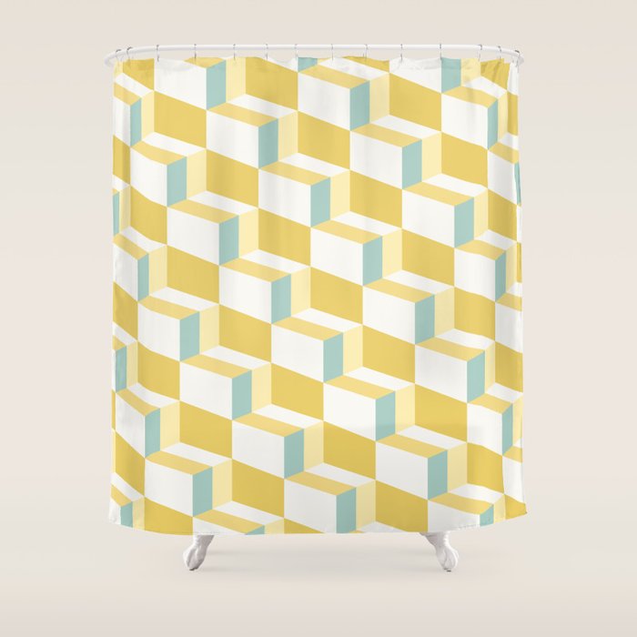 Cuboid Geometric Abstract Shapes Pattern XXXVI Shower Curtain Gallery Image 1