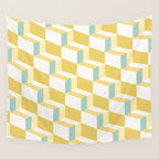 Cuboid Geometric Abstract Shapes Pattern XXXVI Wall Tapestry Gallery Image 4