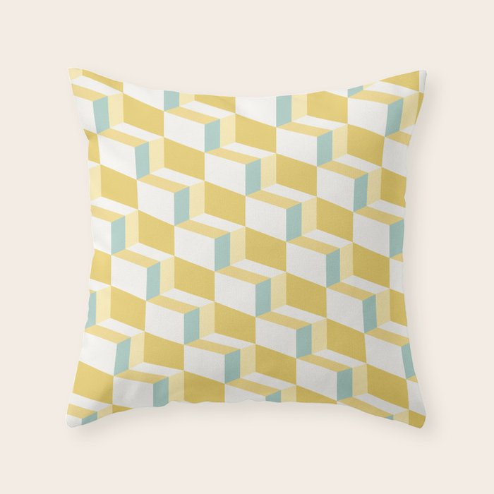 Cuboid Geometric Abstract Shapes Pattern XXXVI Throw Pillow Gallery Image 1