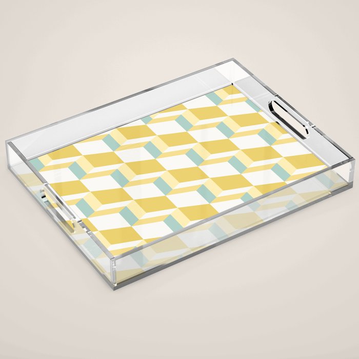 Cuboid Geometric Abstract Shapes Pattern XXXVI Acrylic Tray Gallery Image 1