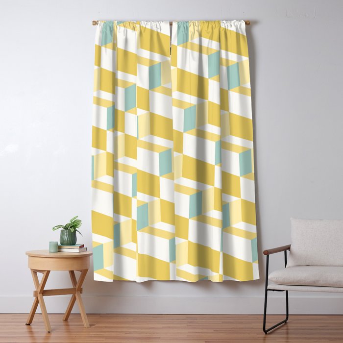 Cuboid Geometric Abstract Shapes Pattern XXXVI Window Curtain Gallery Image 5