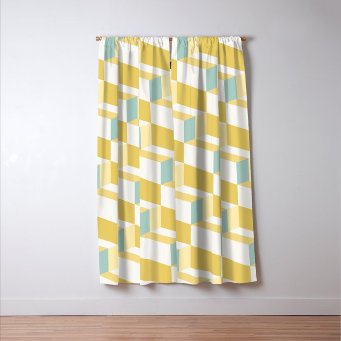 Cuboid Geometric Abstract Shapes Pattern XXXVI Window Curtain Gallery Image 3